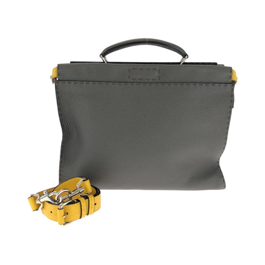 FENDI Shoulder Bag 7VA406 leather Gray Yellow SilverMetal Shoulder Bag Handbag 2way Celeria Peekaboo Fit mens