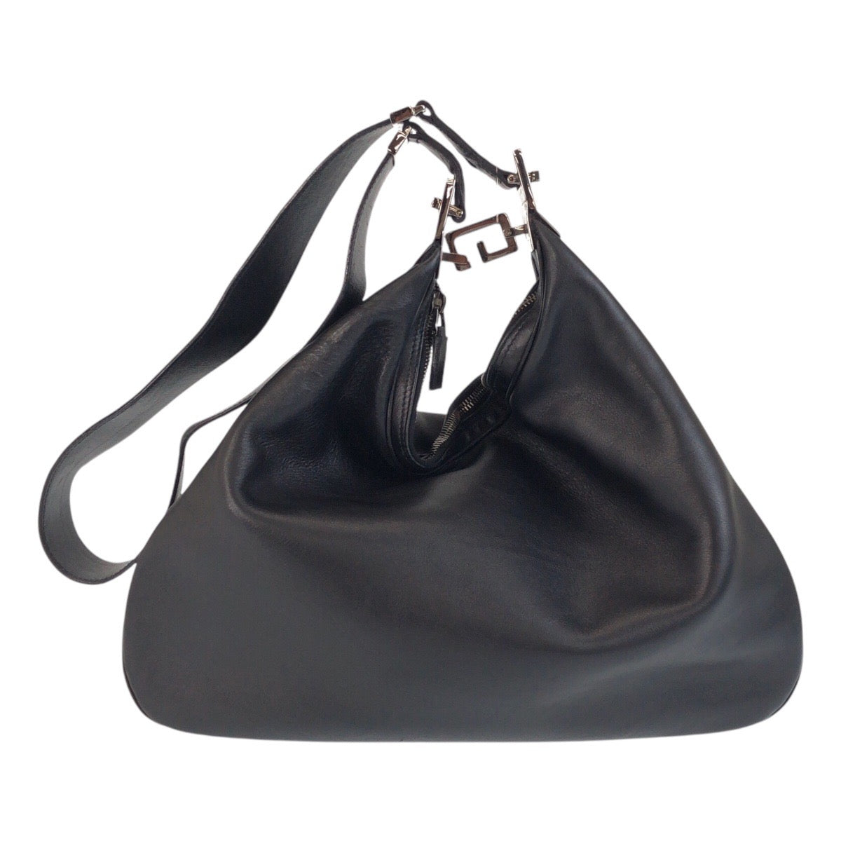 GUCCI Shoulder Bag 001-3341 leather Black SilverMetal Women