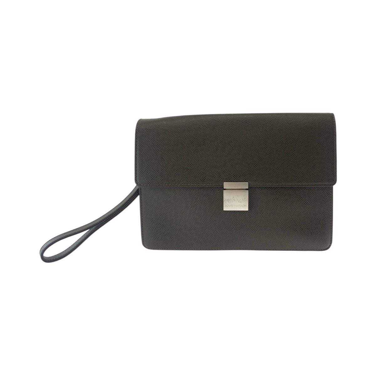 LOUIS VUITTON business bag M30786 Taiga Brown Silver Metal business bag clutch bag Taiga Selenga mens