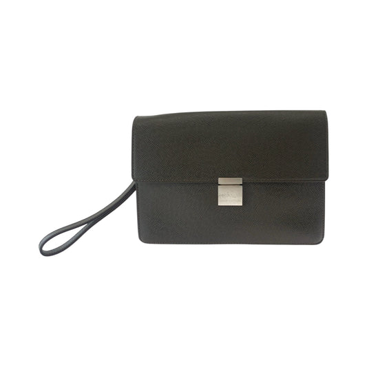 LOUIS VUITTON business bag M30786 Taiga Brown Silver Metal business bag clutch bag Taiga Selenga mens