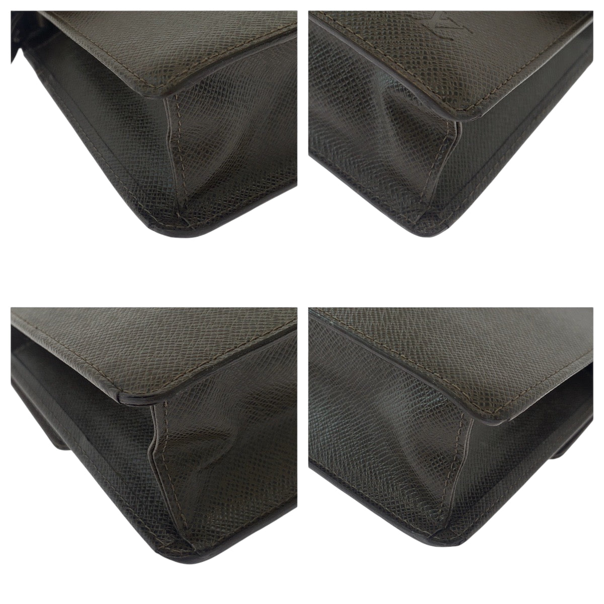 LOUIS VUITTON business bag M30786 Taiga Brown Silver Metal business bag clutch bag Taiga Selenga mens