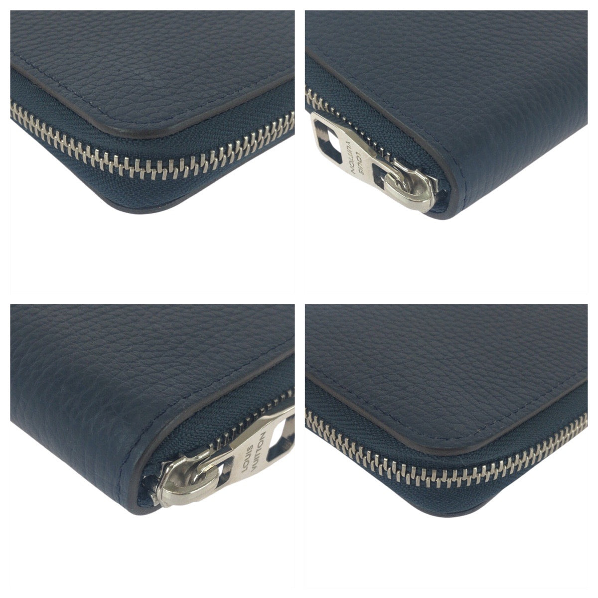 LOUIS VUITTON Long Wallet Purse M58865 leather Navy Blue Silver Metal Long Wallet Purse Taurillon Clemence Zippy Wallet Vertical mens