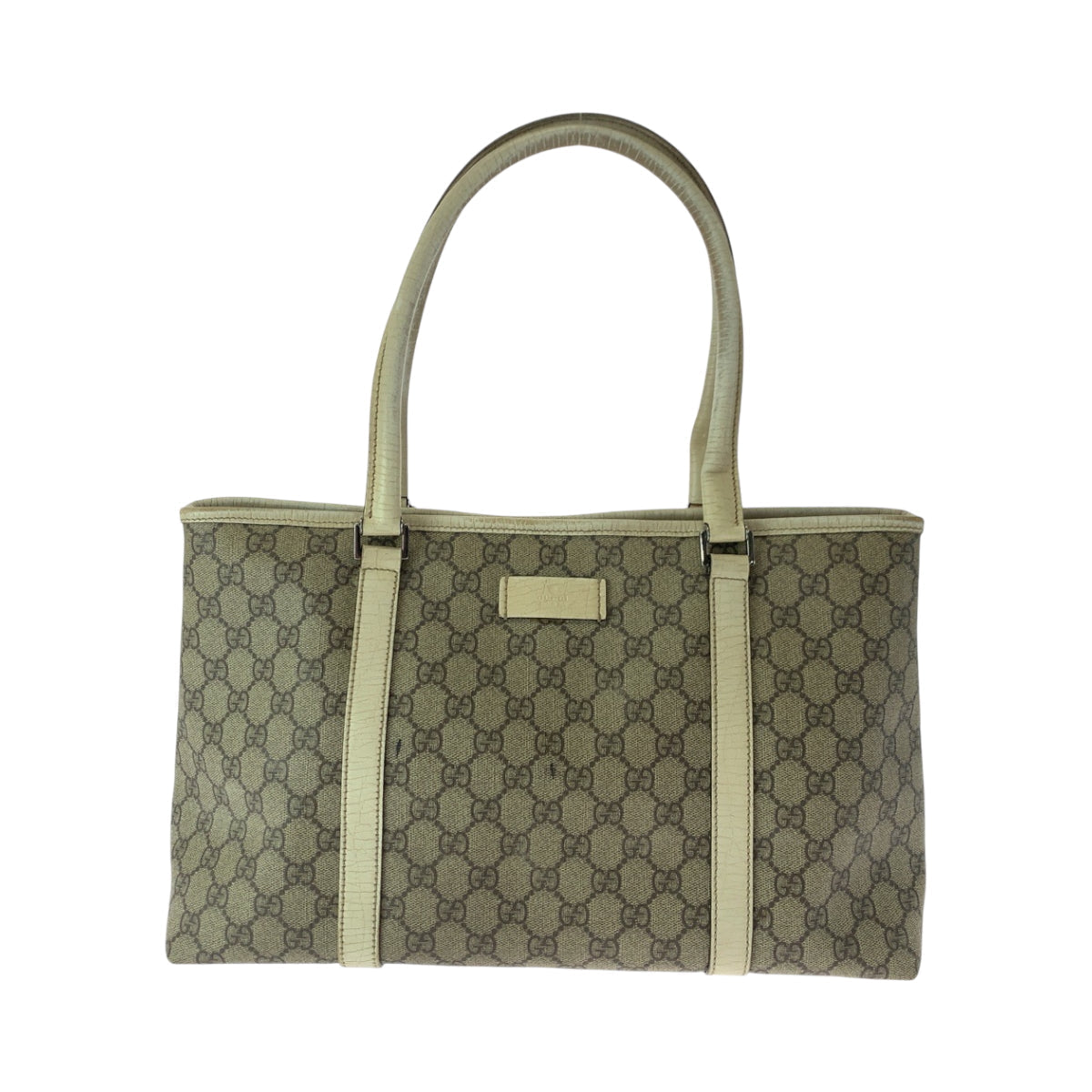 GUCCI Tote Bag 114695 GG Supreme Canvas Beige Ivory SilverMetal Tote Bag Shoulder Bag Women