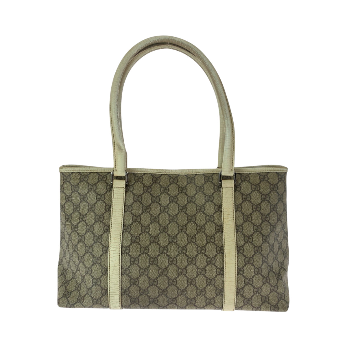 GUCCI Tote Bag 114695 GG Supreme Canvas Beige Ivory SilverMetal Tote Bag Shoulder Bag Women
