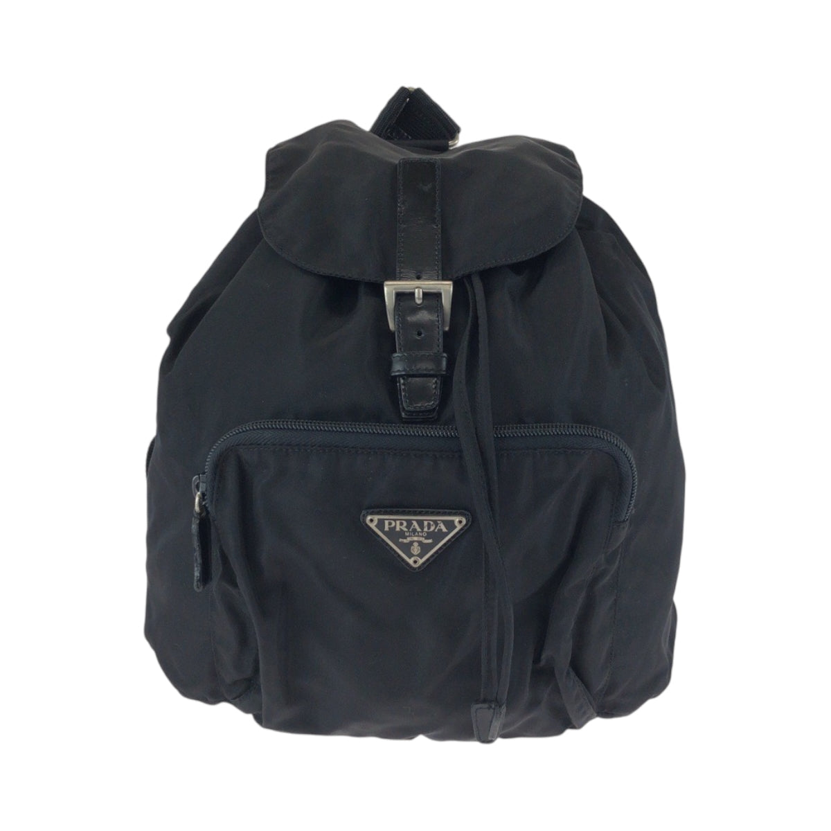 PRADA Backpack BZ5827 Nylon Black SilverMetal Backpack Backpack Test Triangle With logo Women