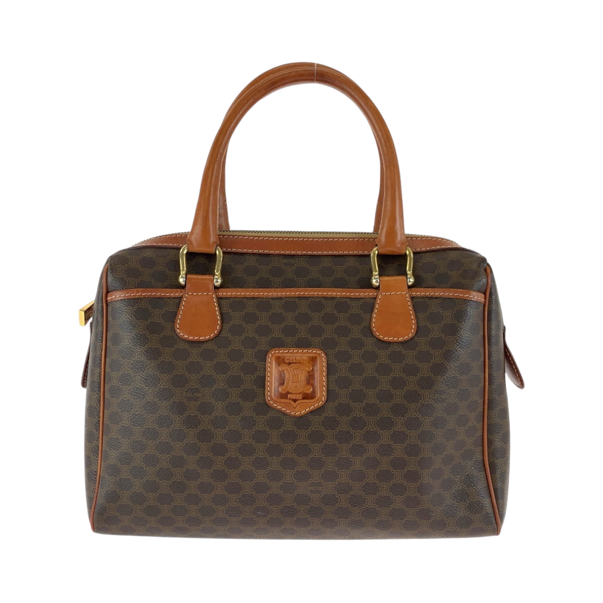 CELINE Handbag PVC Brown Gold Metal Handbag Macadam Women