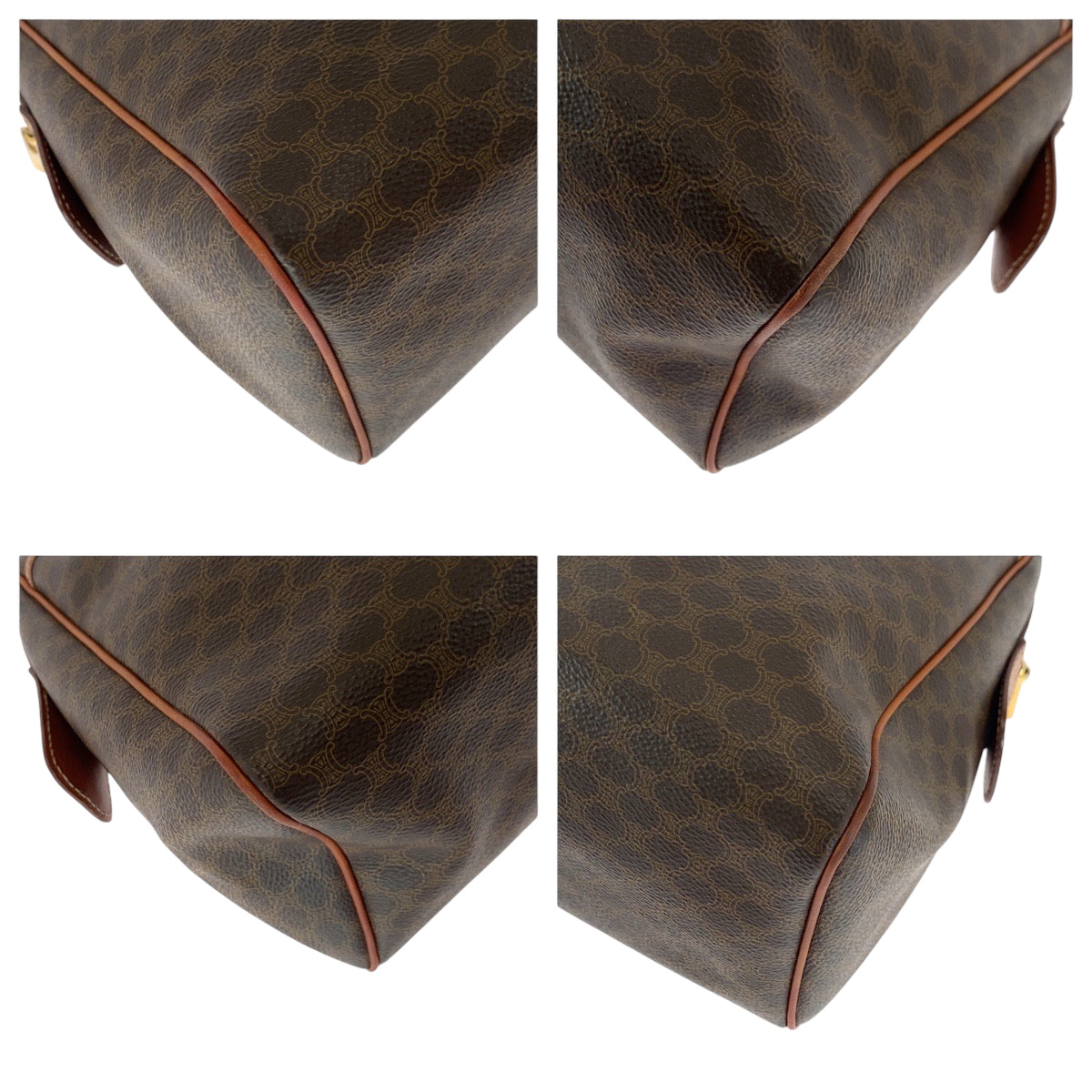 CELINE Handbag PVC Brown Gold Metal Handbag Macadam Women
