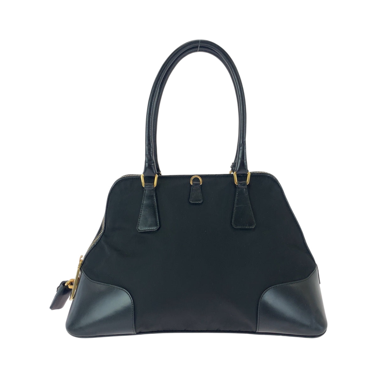PRADA Handbag Nylon Black GoldMetal Handbag Tote Bag Shoulder Bag Test Triangle With logo Women