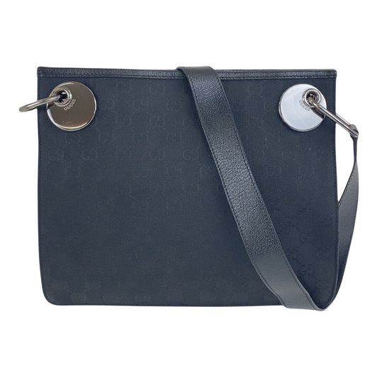 GUCCI Shoulder Bag 120841 GG canvas, leather Black SilverMetal Crossbody Shoulder Bag Women