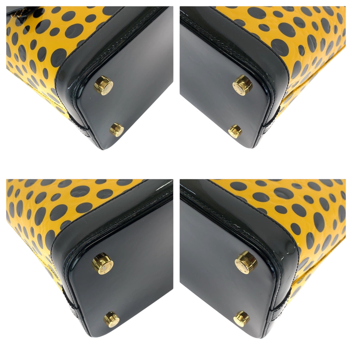 LOUIS VUITTON Handbag M91398 Patent leather Jaune Yellow Black Gold Metal Handbag LockitMM Women