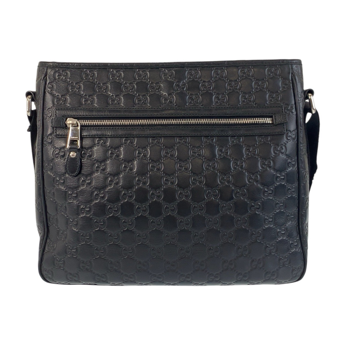 GUCCI Shoulder Bag 322080 leather Black SilverMetal Shoulder Bag Messenger bag Shelly line Guccisima mens