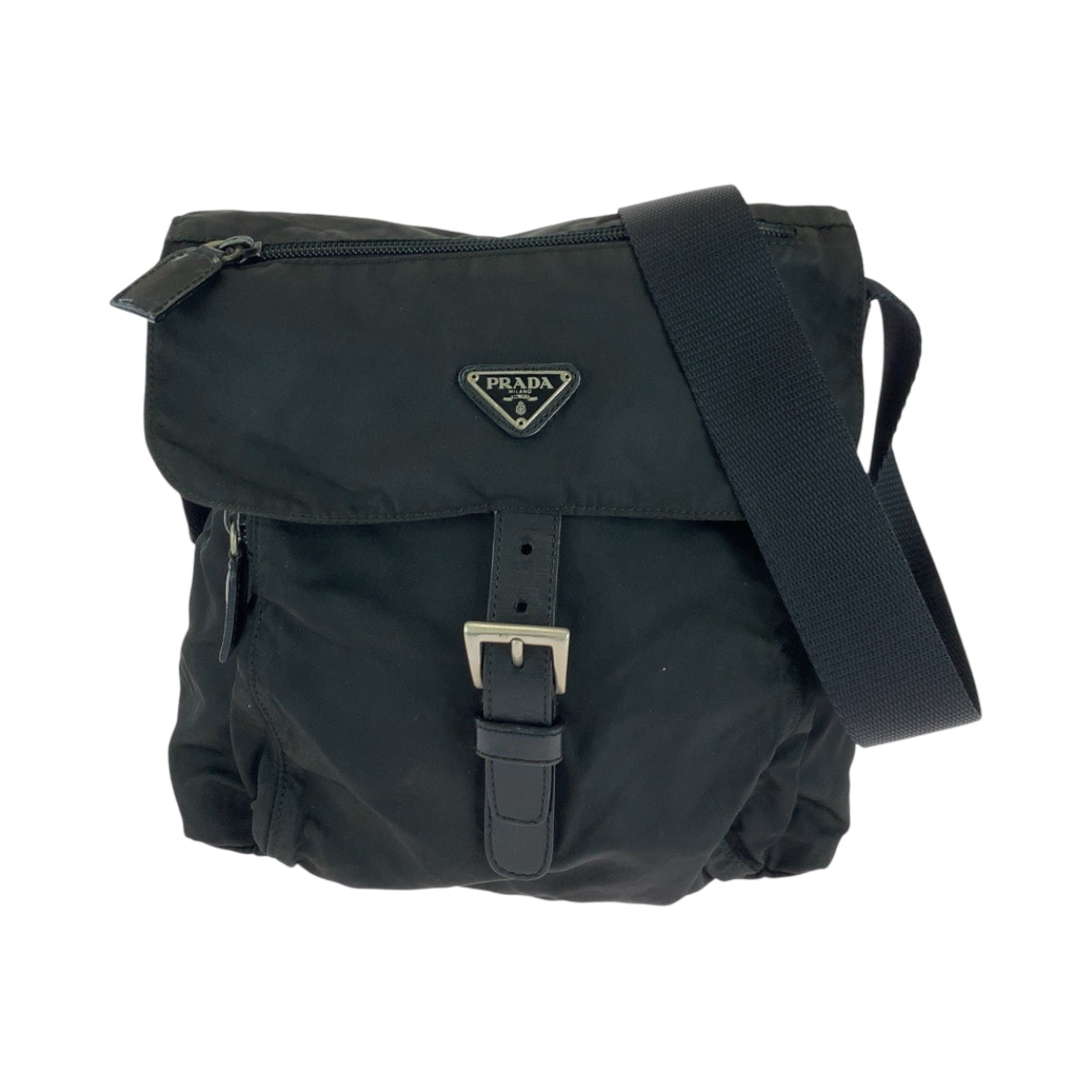 PRADA Shoulder Bag Nylon Black SilverMetal Shoulder Bag Sacoche Test Triangle With logo Women
