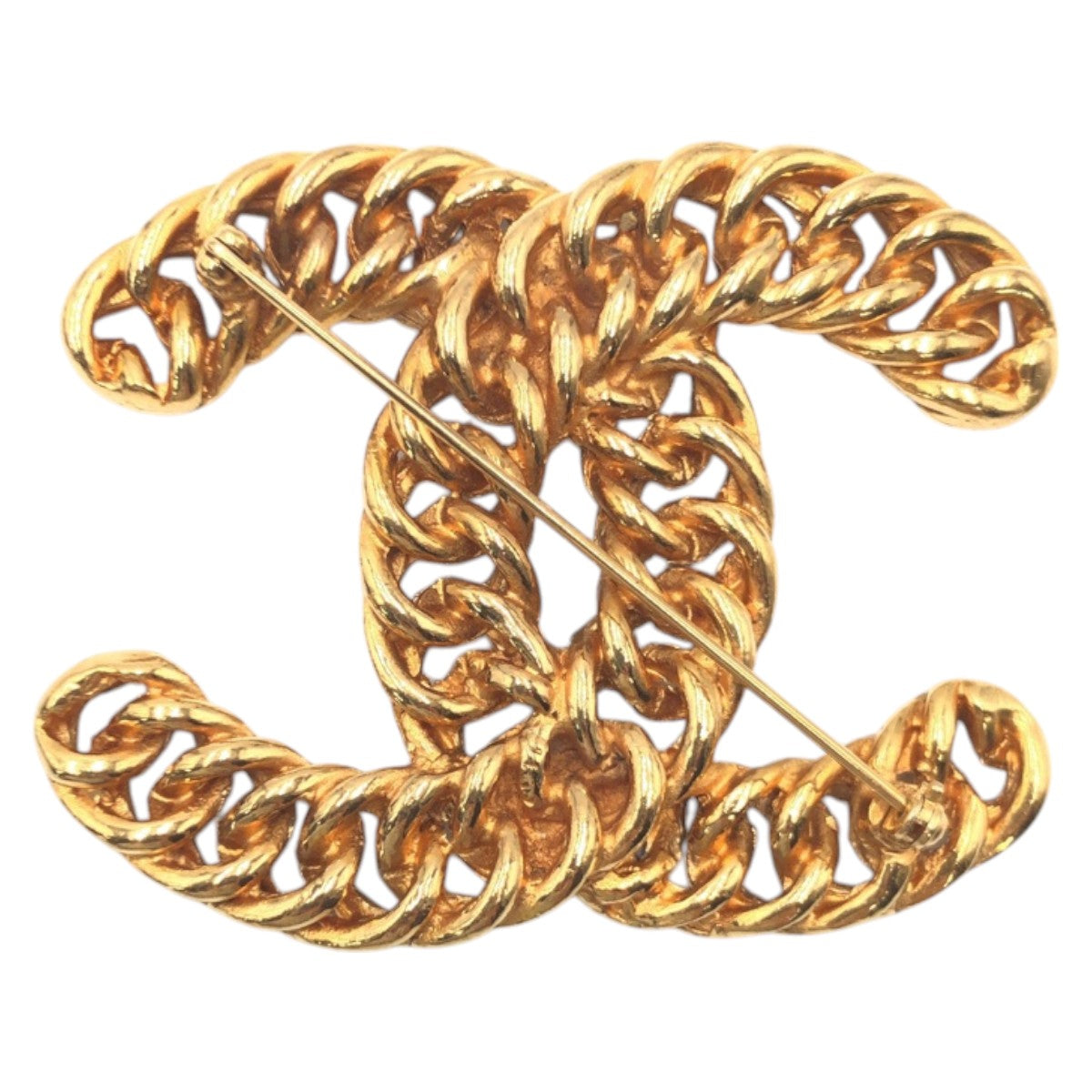 CHANEL Brooch metal gold Big Chain COCO Mark Women