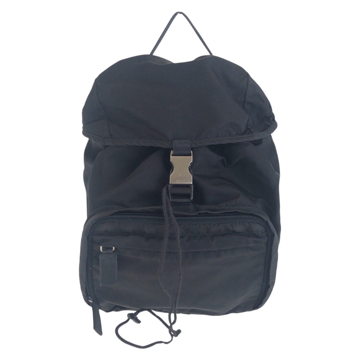 PRADA Backpack Nylon Black SilverMetal Backpack Test Triangle With logo Women