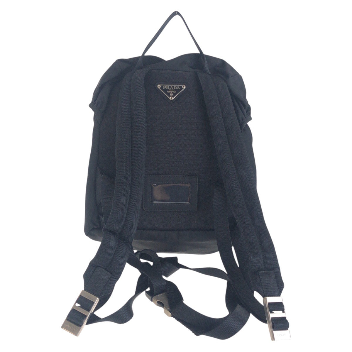 PRADA Backpack Nylon Black SilverMetal Backpack Test Triangle With logo Women