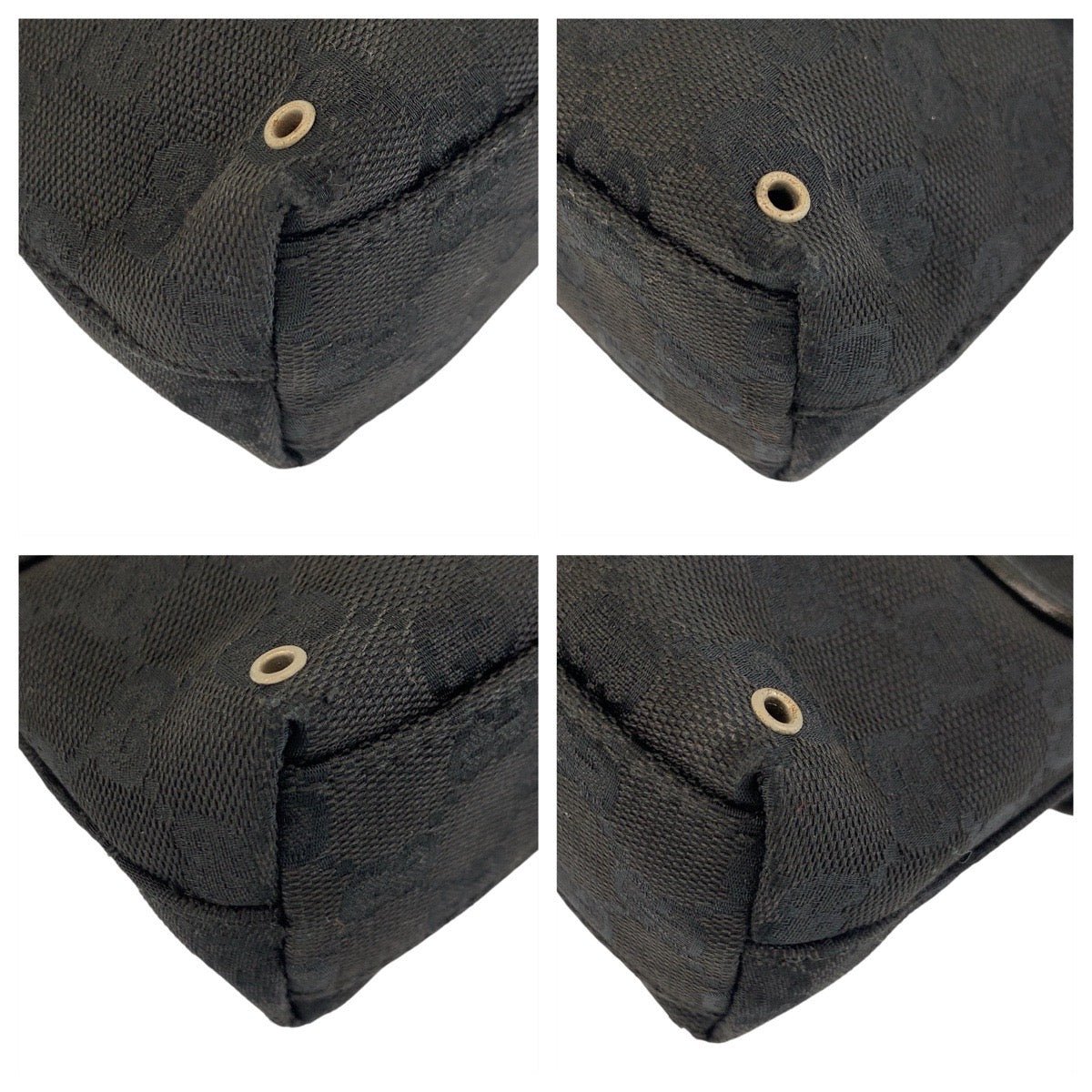GUCCI Sling bag 92543 GG canvas Black SilverMetal Sling bag Bum bag Women