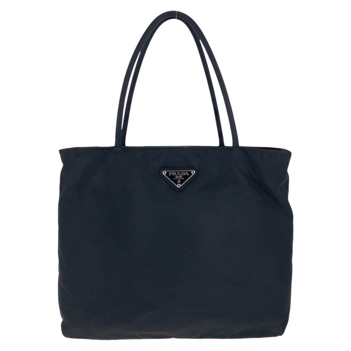 PRADA Tote Bag Nylon Black SilverMetal Tote Bag handbag Test Triangle With logo Women