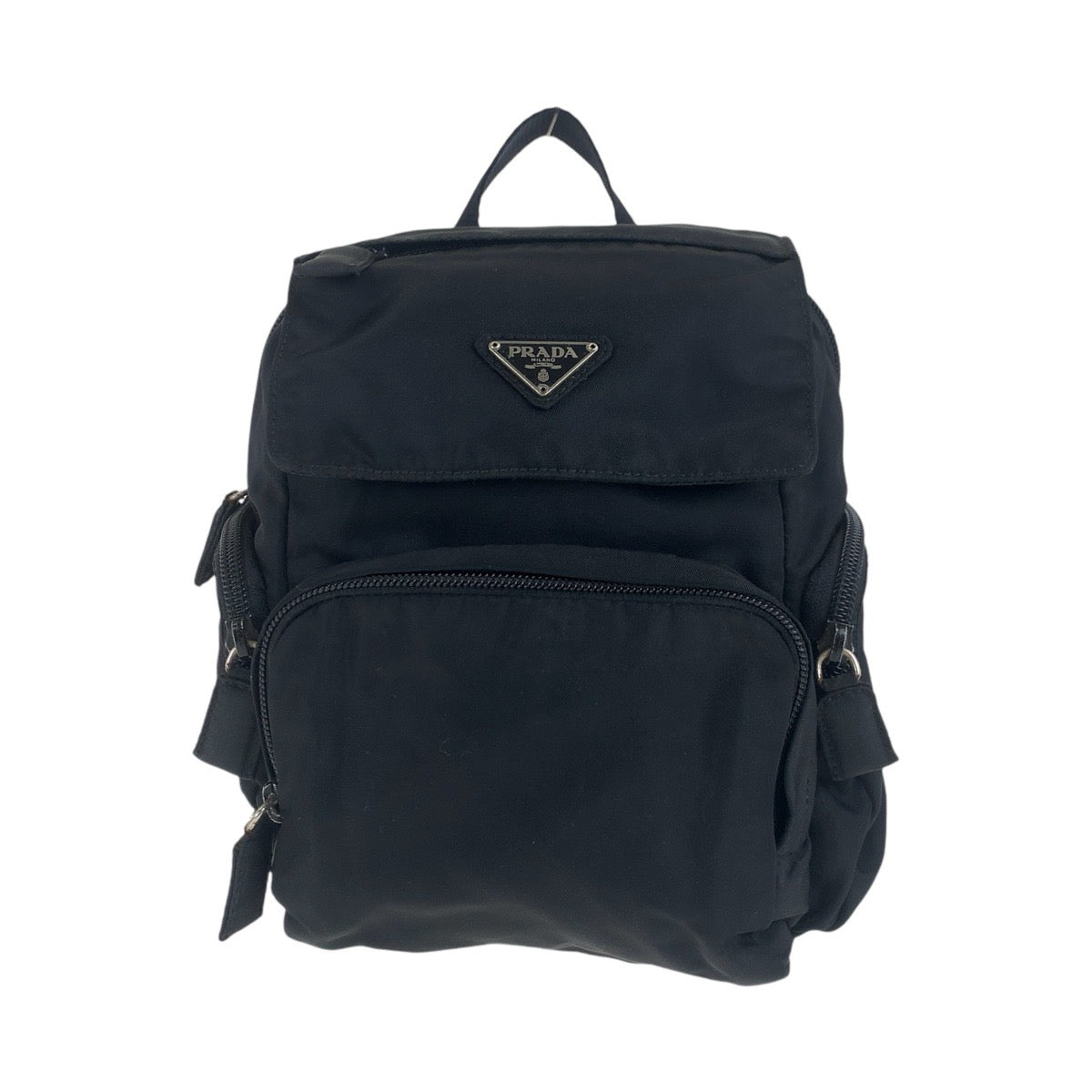 PRADA Backpack Nylon Black SilverMetal Backpacks & Daypacks Backpacks Test Triangle With logo Women