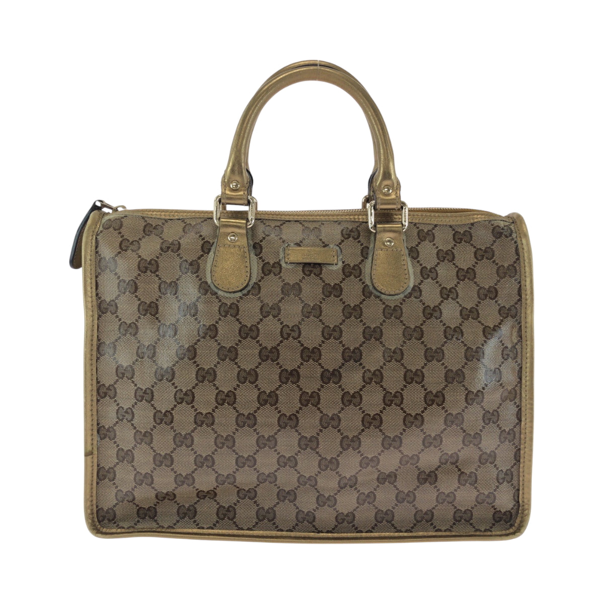 GUCCI Tote Bag 190259 PVC Brown Gold Gold Metal Tote Bag handbag GG crystal Women