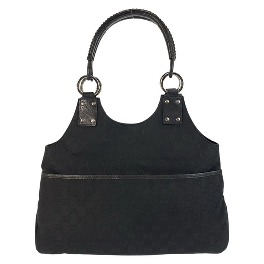 GUCCI Shoulder Bag 132260 GG canvas, leather Black SilverMetal Shoulder Bag Tote Bag Women