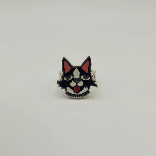 Gucci Bosco & Orso Aged Silver Bosco Head GG Ring IT 14 / US 7