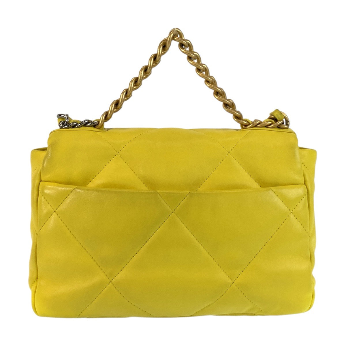 CHANEL Shoulder Bag lambskin Yellow Gold Metal ChainShoulder Bag Matrasse 19 COCO Mark Turnlock Women