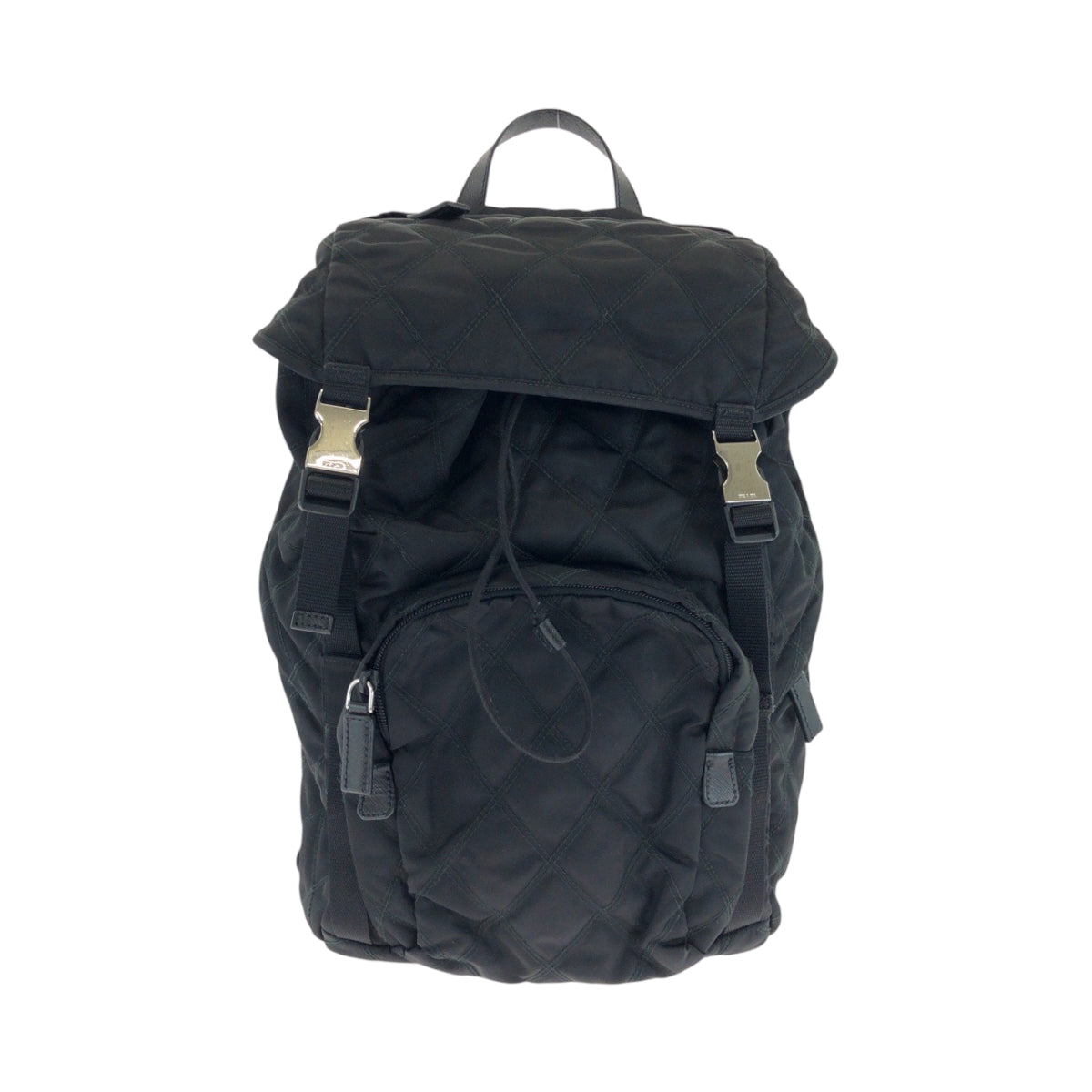 PRADA Backpack 2VZ135 Nylon Black SilverMetal Backpack Backpack Test suit quilting Triangle With logo mens(Unisex)