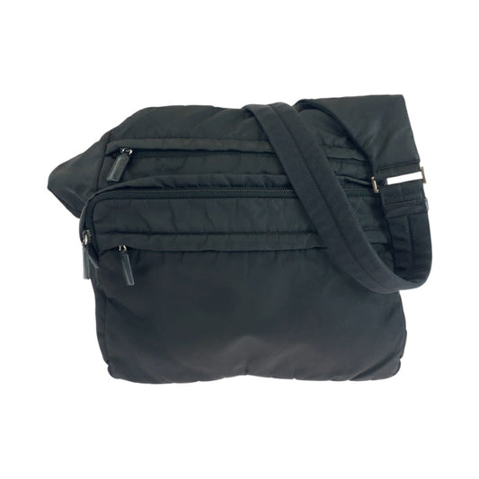 Prada Tessuto Triangle Logo Plate Nylon Shoulder Bag