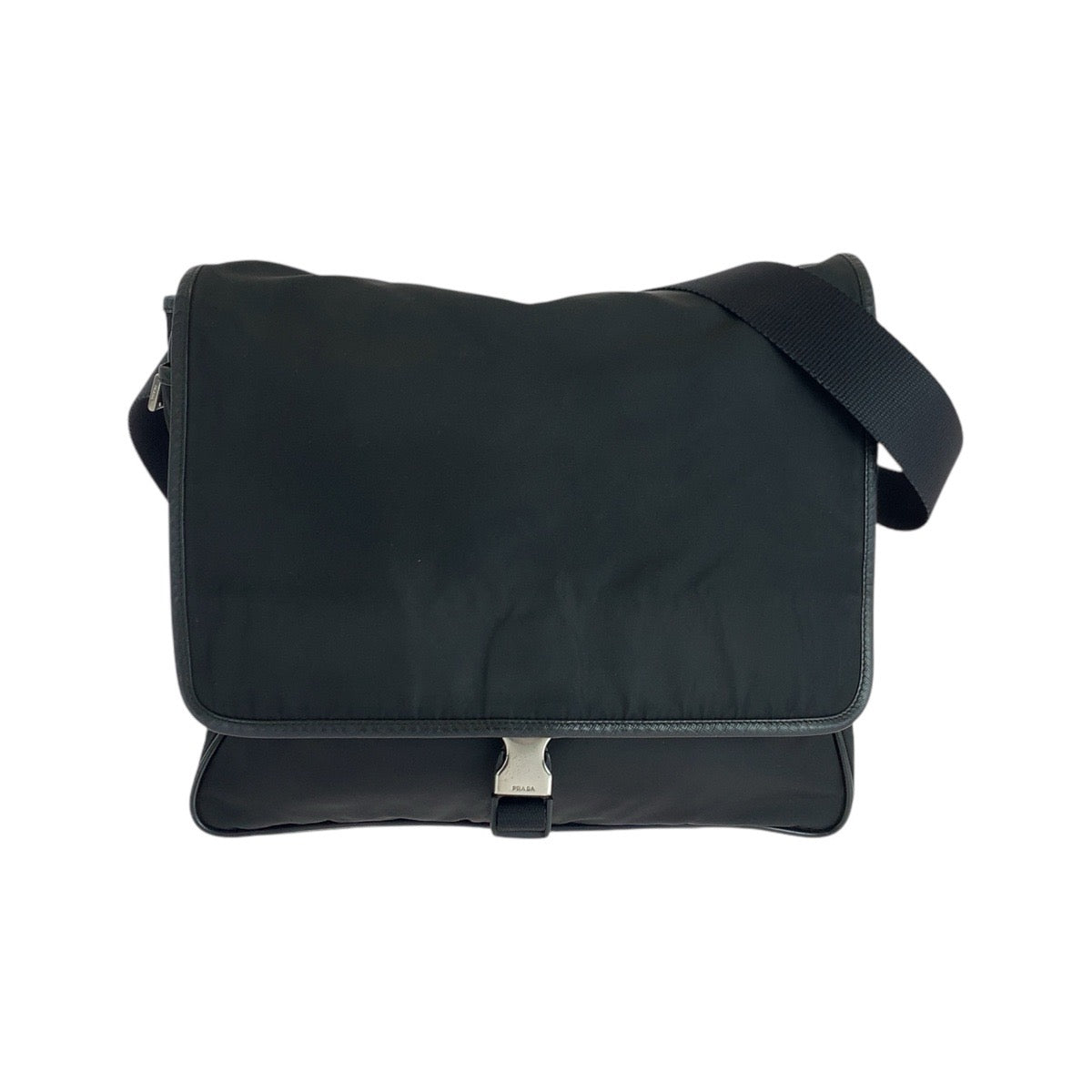 PRADA Shoulder Bag Nylon, Leather Black SilverMetal Shoulder Bag Messenger bag Test Triangle With logo mens