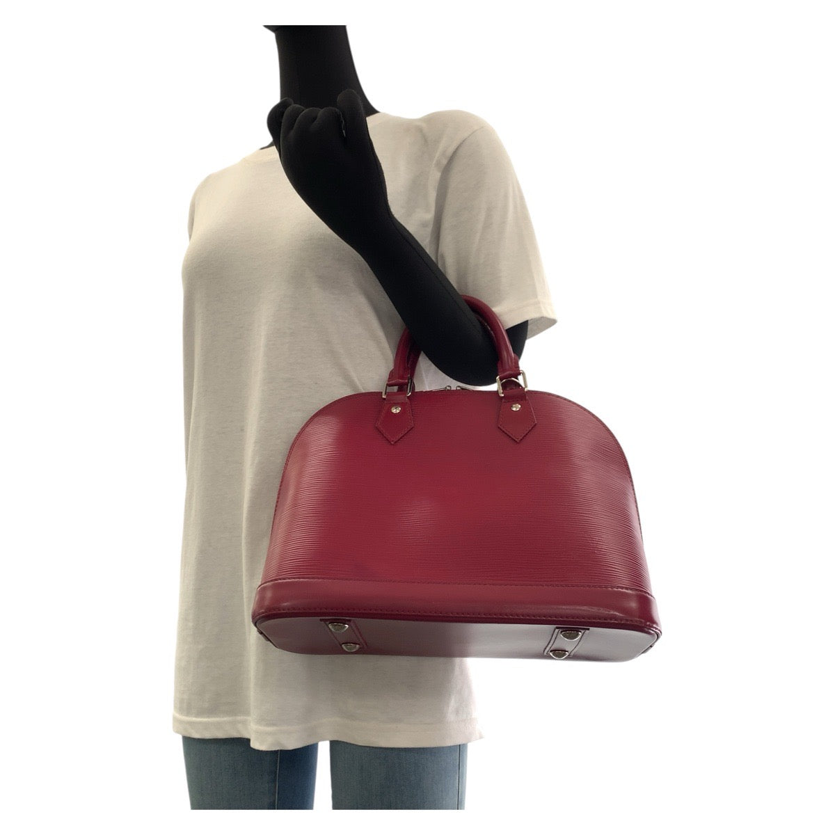 LOUIS VUITTON Handbag M40490 leather Fuchsia Wine Red Bordeaux SilverMetal Epi Alma Women