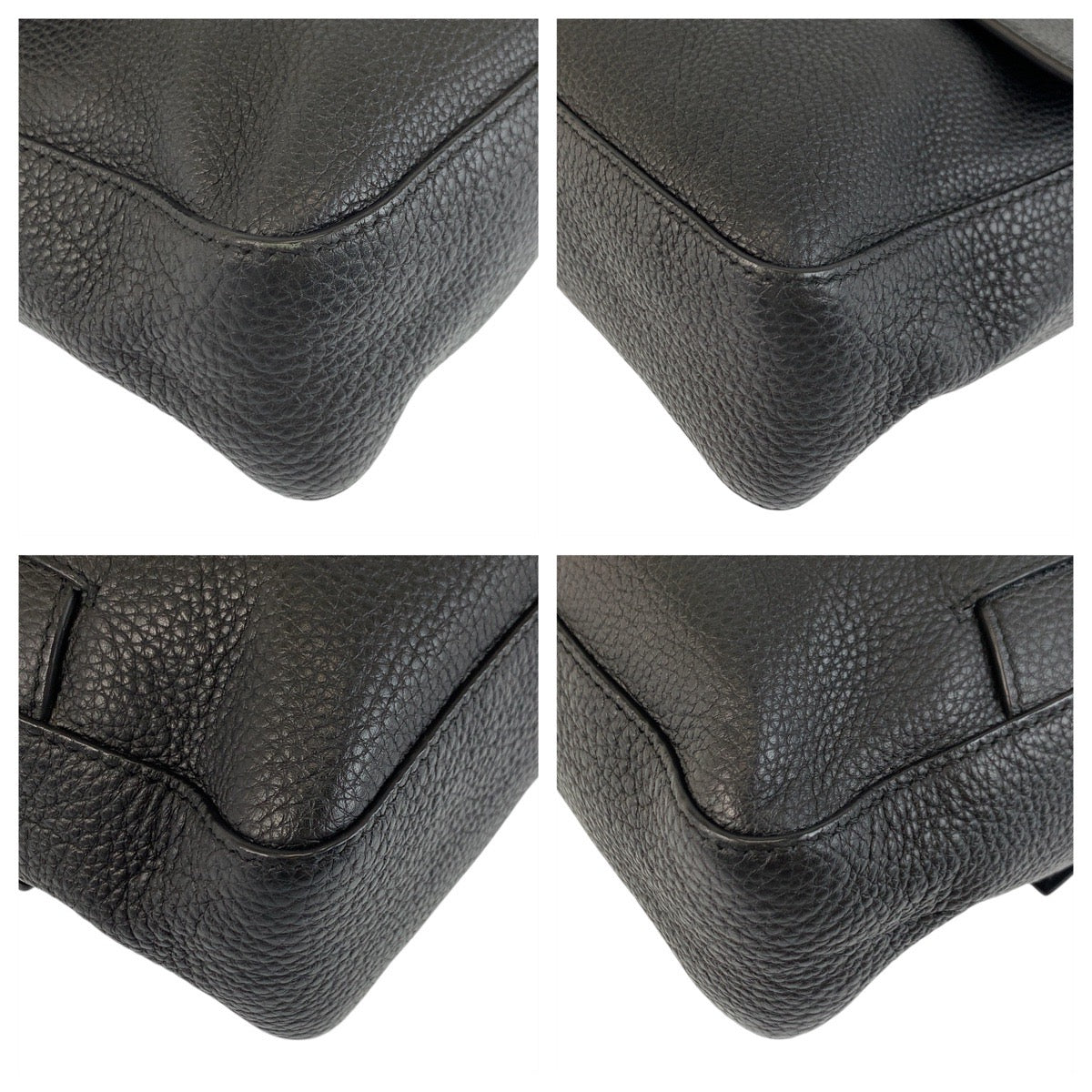 FENDI Shoulder Bag leather Black SilverMetal Shoulder Bag Handbag 2way Celeria Mamma Bucket mens