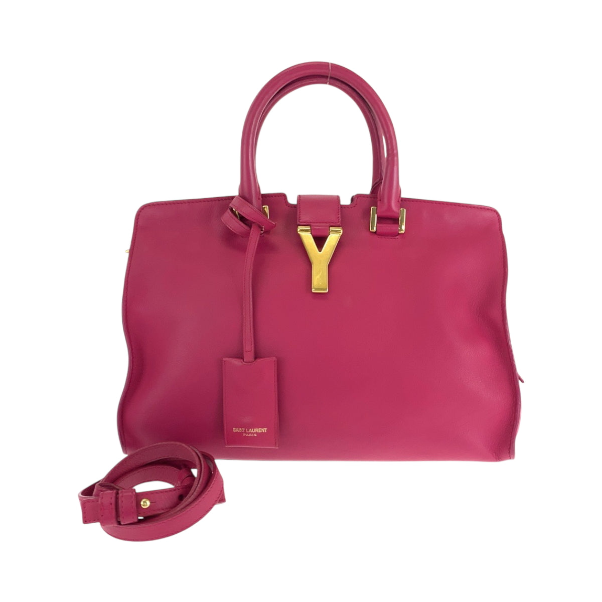 SAINT LAURENT PARIS Shoulder Bag 311210 BJ50J 5514 leather Fuchsia Pink Gold Metal Shoulder Bag handbag Petit Kabas Y line Women