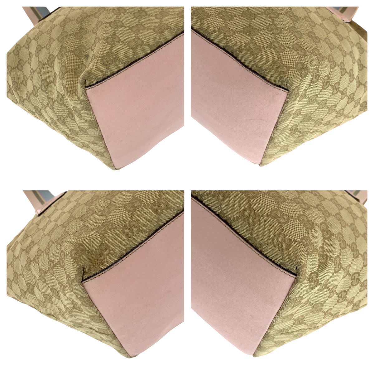 GUCCI Tote Bag 131230 GG canvas Beige Pink Blue Gold Metal Tote Bag Shoulder Bag Women