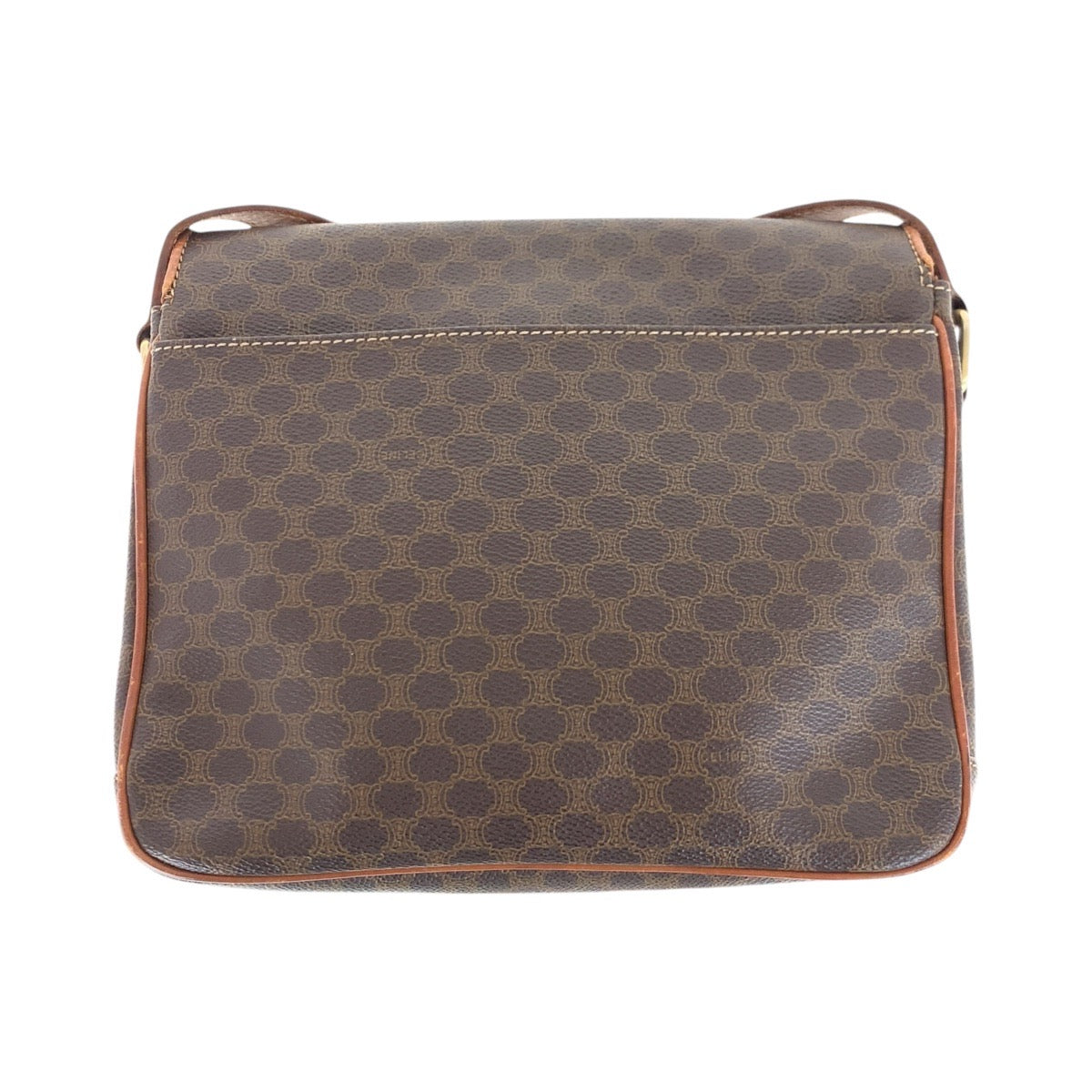 CELINE Shoulder Bag PVC, Leather Brown Gold Metal Shoulder Bag pochette Macadam Circle Logo Women