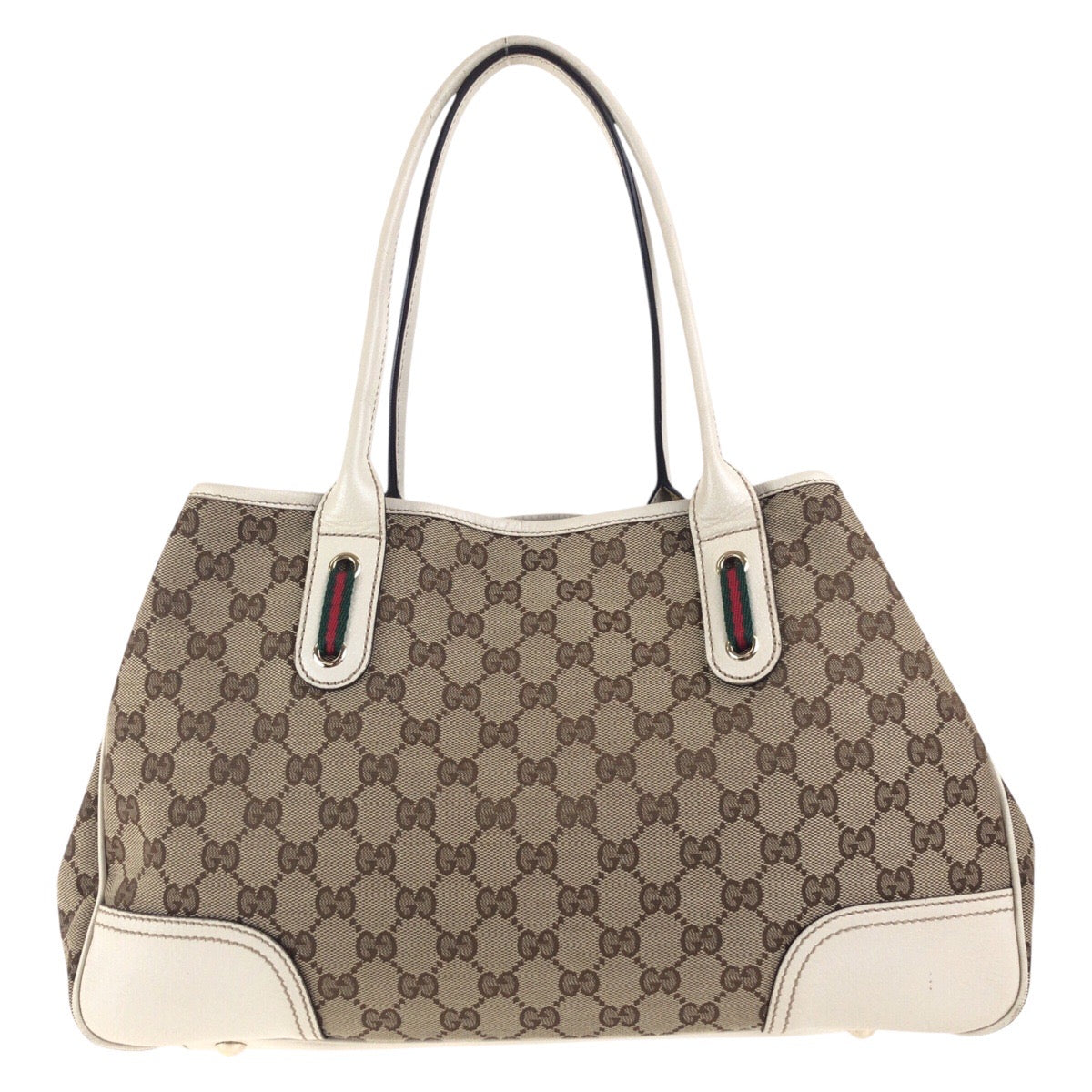 GUCCI Tote Bag 168805 GG canvas, leather Beige Ivory Gold Metal Tote Bag Shoulder Bag Sherry line Women