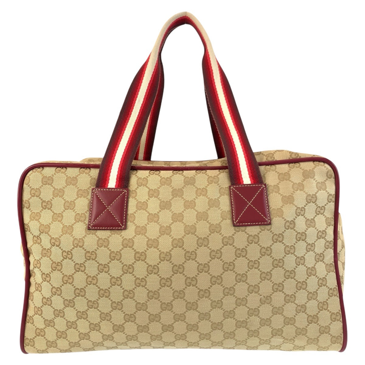 GUCCI Boston Duffel bag 153240 GG canvas, leather Beige Bordeaux SilverMetal Boston Duffel bag unisex Sherry line Women