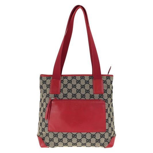 GUCCI Tote Bag 019 0402 GG canvas, leather Red Silver Metal Tote Bag Shoulder Bag Women