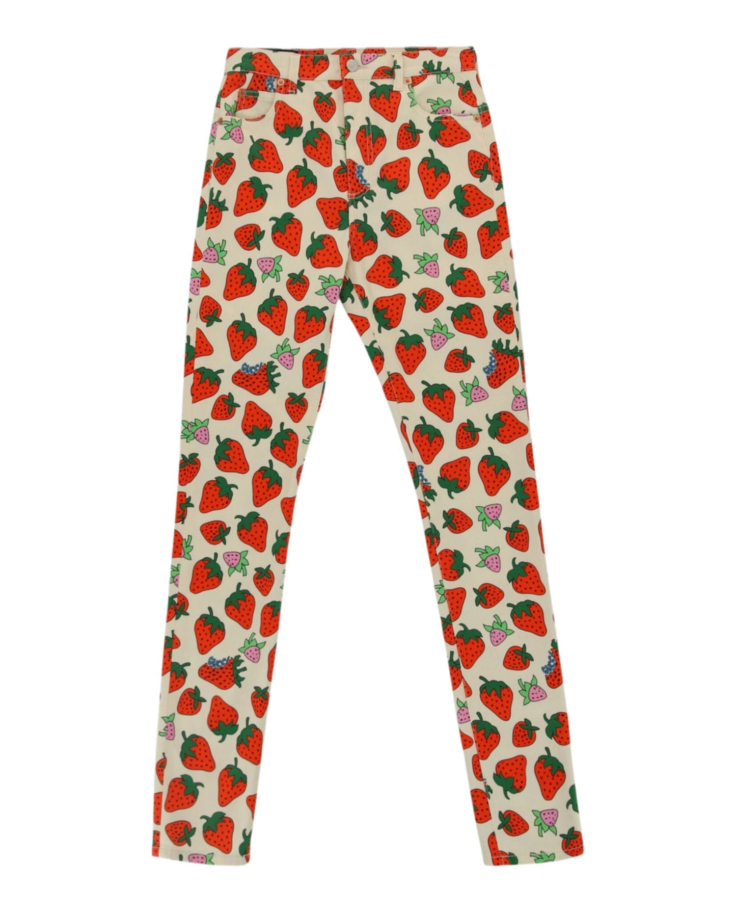 Gucci Womens Strawberry Skinny Leg Pants