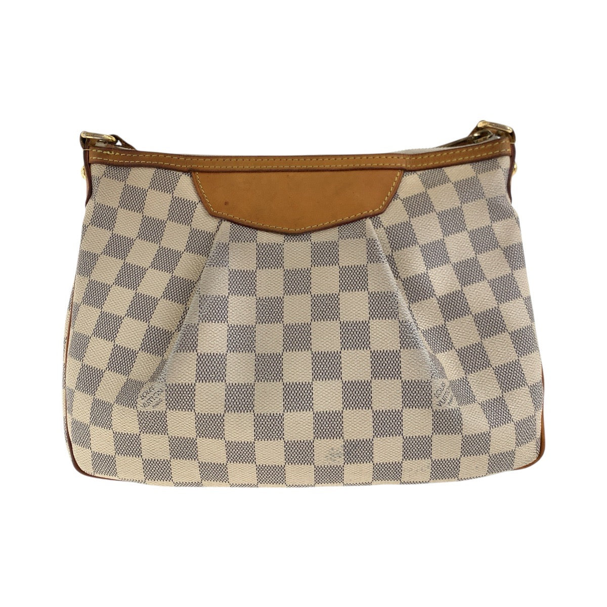 LOUIS VUITTON Shoulder Bag N41113 PVC, Leather White Gray Gold Metal Shoulder Bag pochette Damier Azur SiracusaPM Women