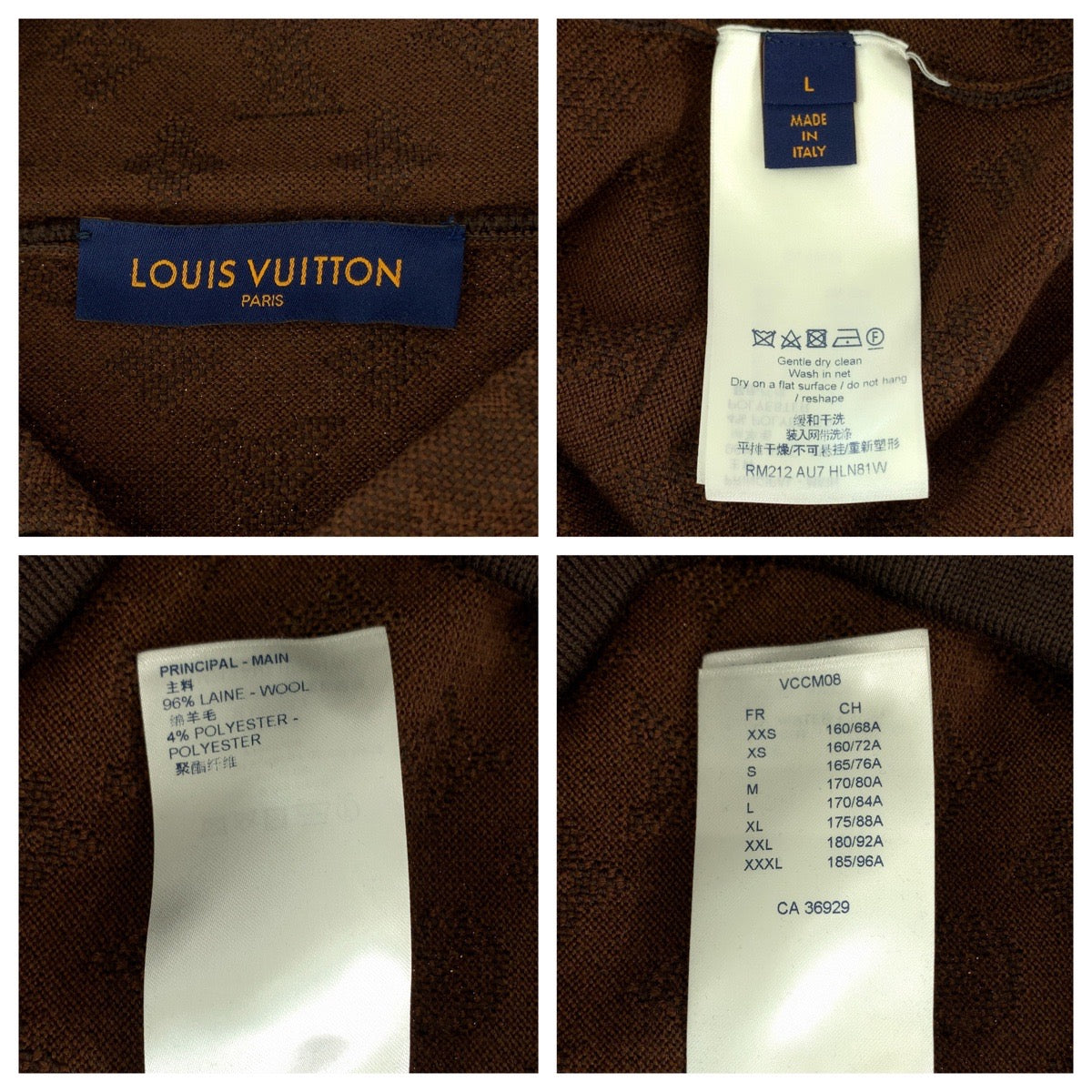 LOUIS VUITTON Hoodie RM212 AU7 HLN81W wool Brown Monogram L