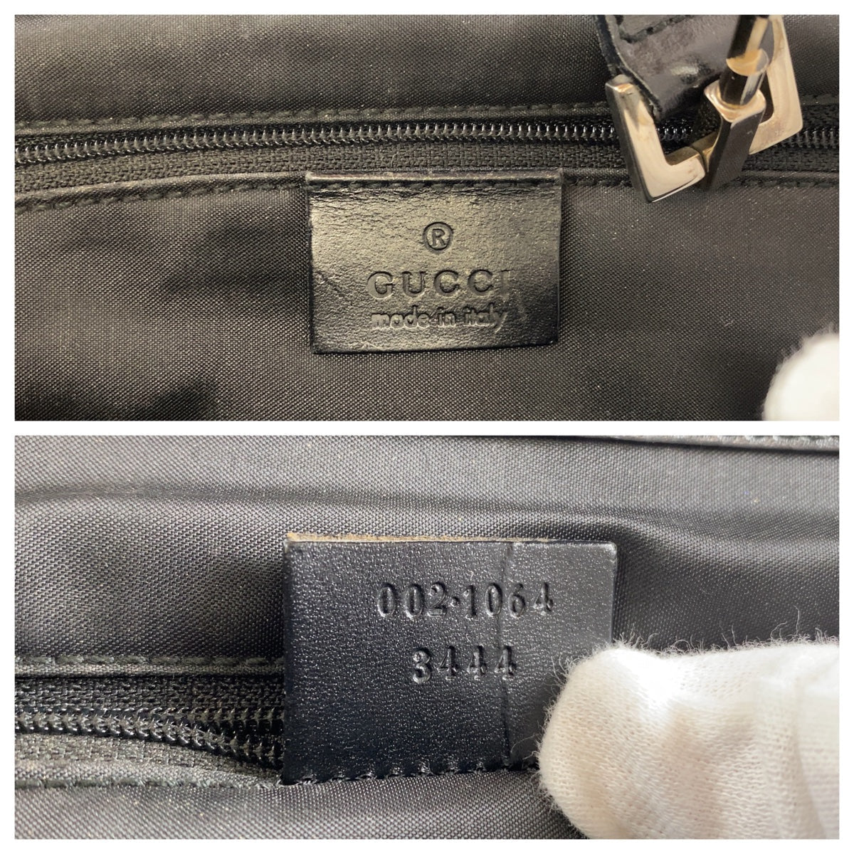 GUCCI Tote Bag 002 1064 GG canvas, leather black Tote Bag handbag Jackie Women