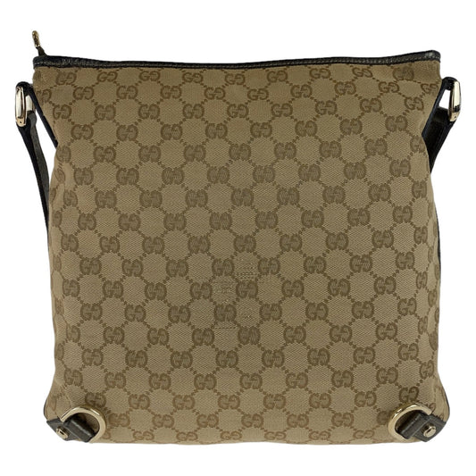 GUCCI Shoulder Bag 131326 GG canvas, leather Beige Brown Gold Metal Crossbody Shoulder Bag Pochette Abbey GG pattern Women