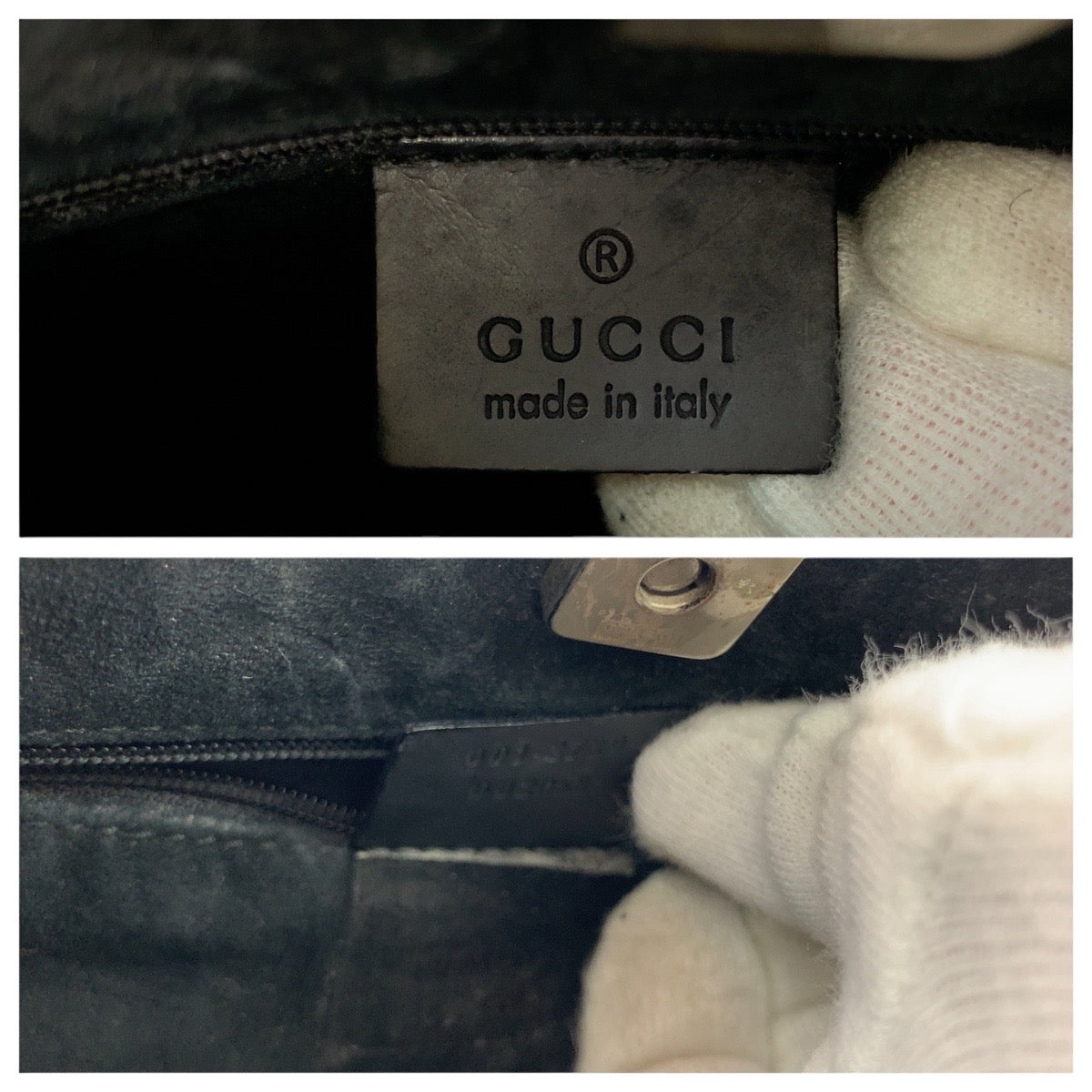 GUCCI Shoulder Bag 001 3739 leather black Bamboo Women