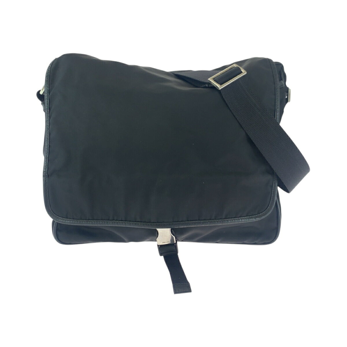 Prada Tessuto Triangle Logo Plate Nylon Shoulder Bag