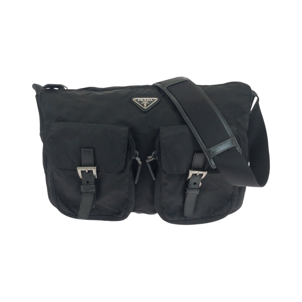PRADA Shoulder Bag Nylon black Jolder Bag Messenger Bag Test Triangle With logo Women
