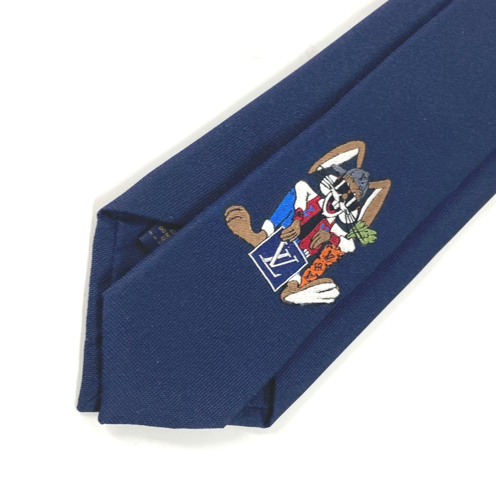LOUIS VUITTON tie M78032 100% silk Navy Rabbit Animal Cravat LV Rabbit mens