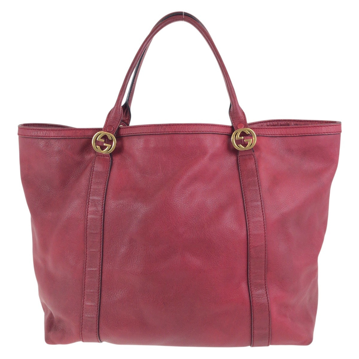 GUCCI Tote Bag 336756 leather Red Gold Metal Tote Bag Shoulder Bag Interlocking Women
