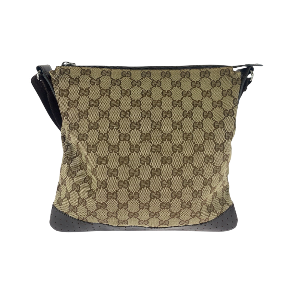 GUCCI Shoulder Bag 145857 GG canvas Beige Brown SilverMetal Shoulder Bag Sacoche punching Women