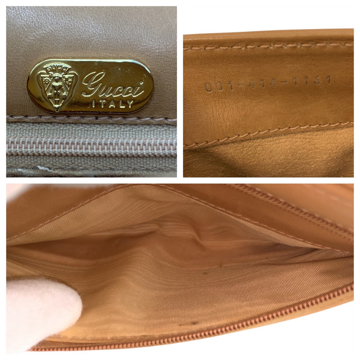GUCCI Shoulder Bag 001 414 1161 PVC, Leather Brown Gold Metal Shoulder Bag pochette Micro GG Old Gucci Women