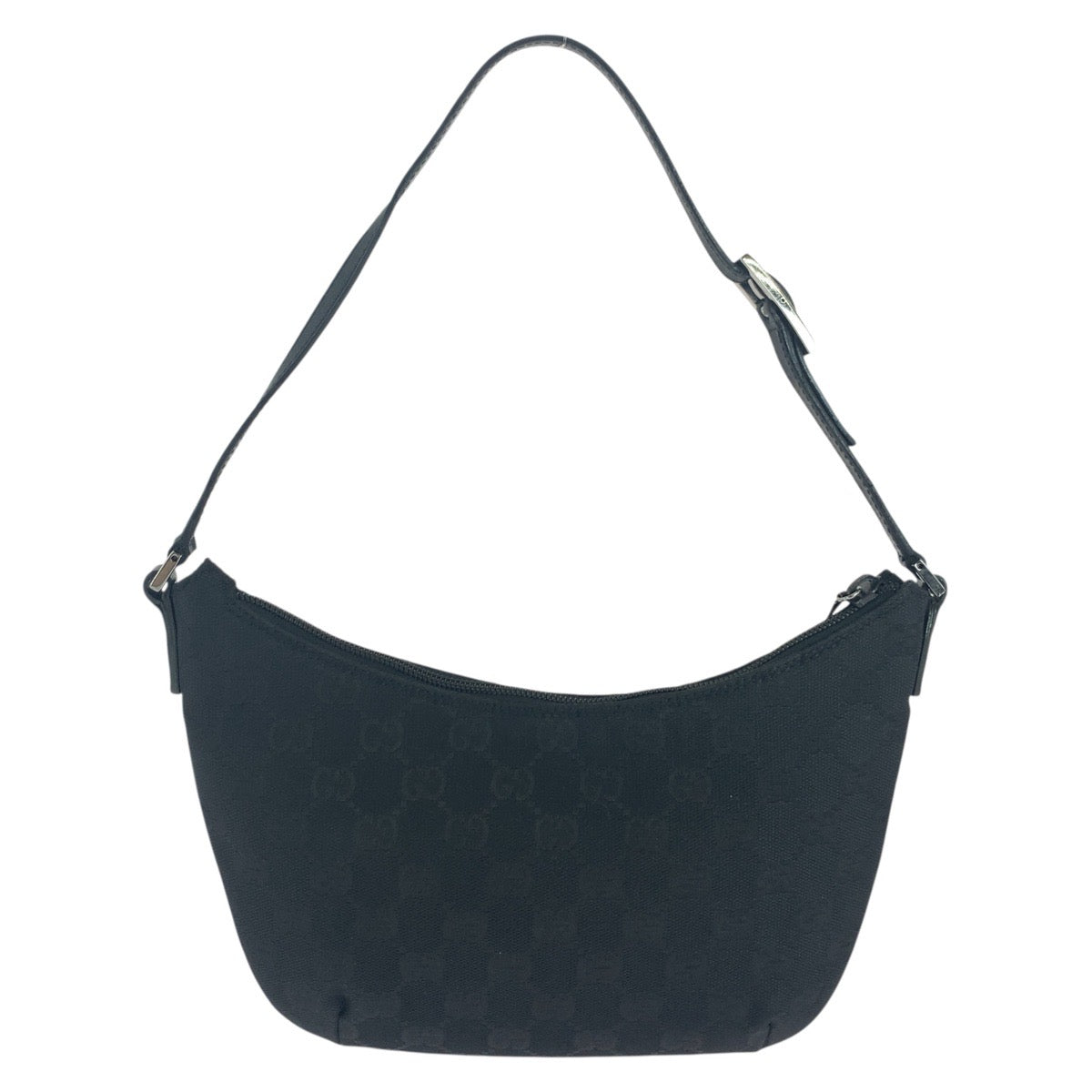 GUCCI Shoulder Bag 32160 GG canvas, leather Black Silver Metal Women